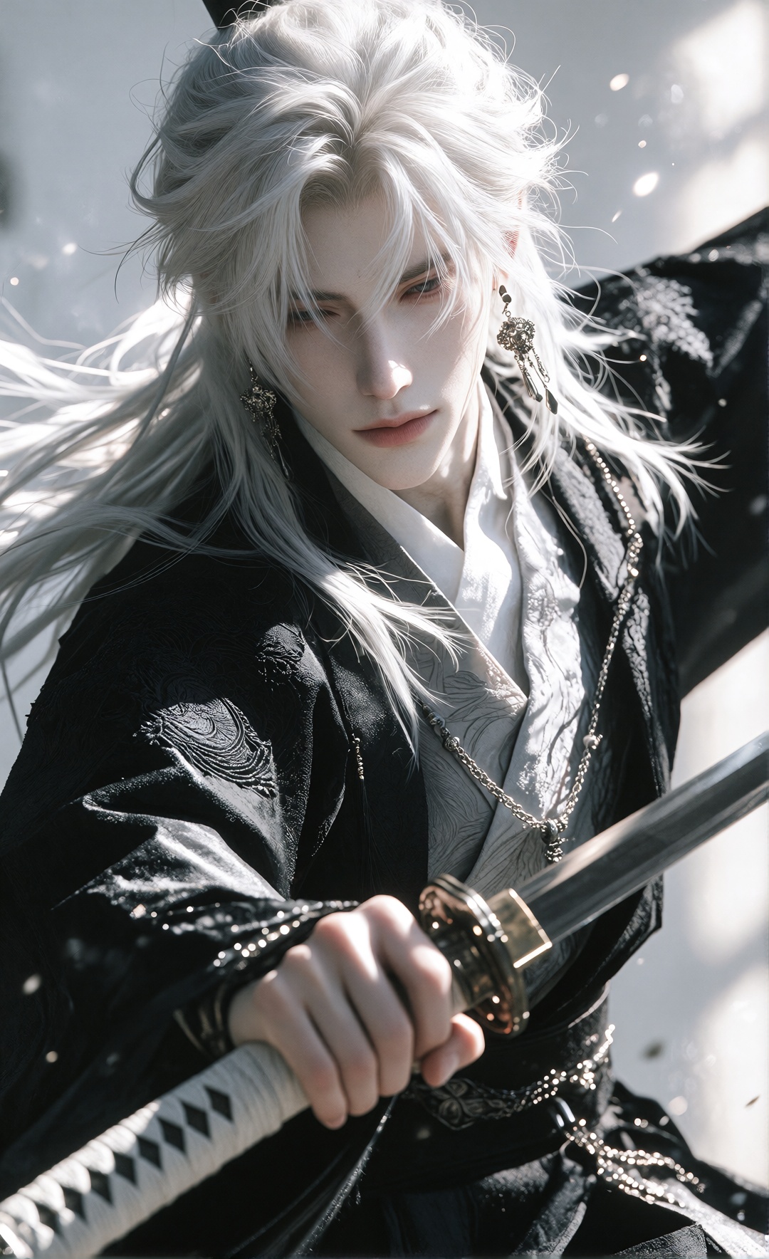 semi-realistic male character,  ethereal handsome face,  very pale skin on Tensor.Art