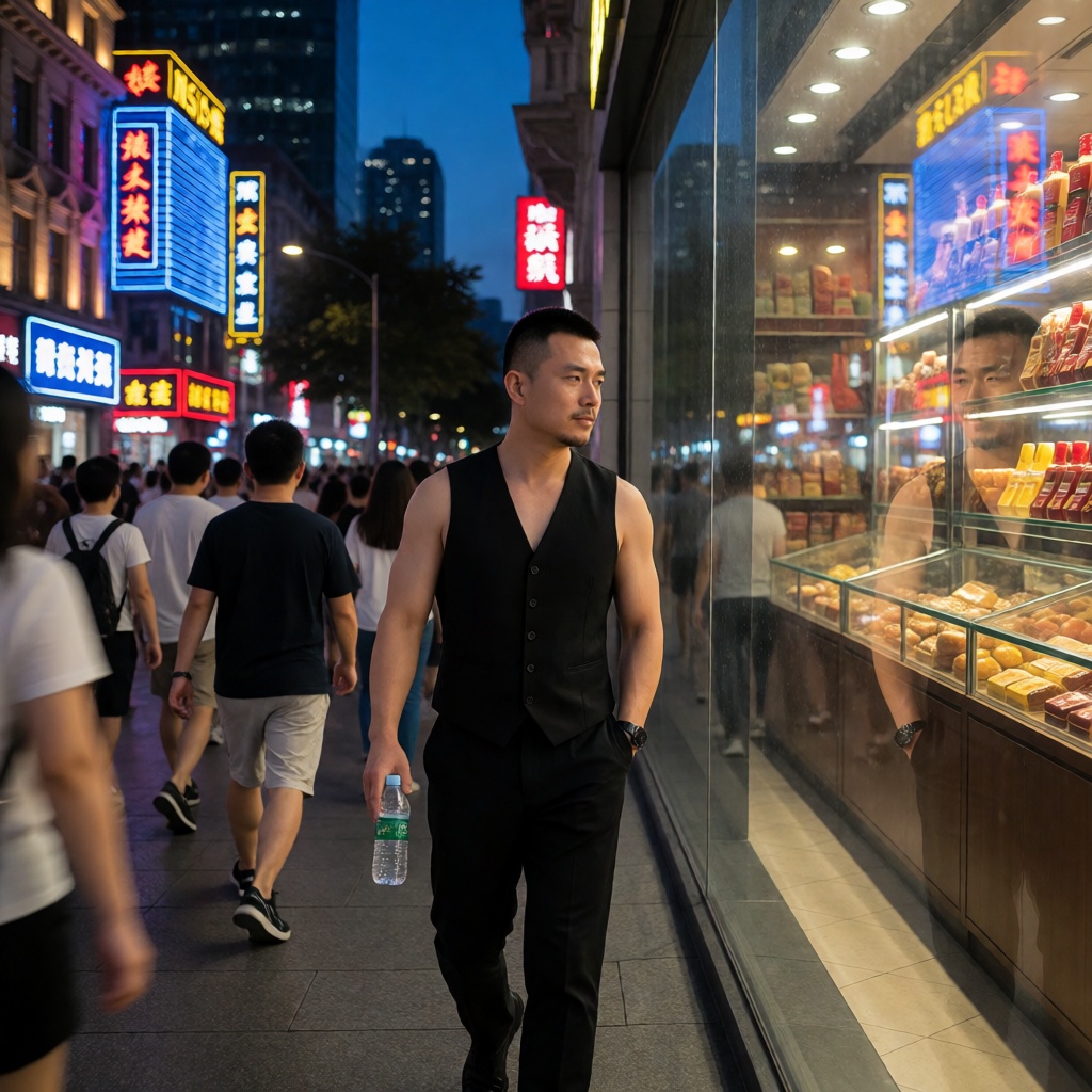 nsjs,  In the twilight in the center of Shanghai,  neon lights are on on Tensor.Art