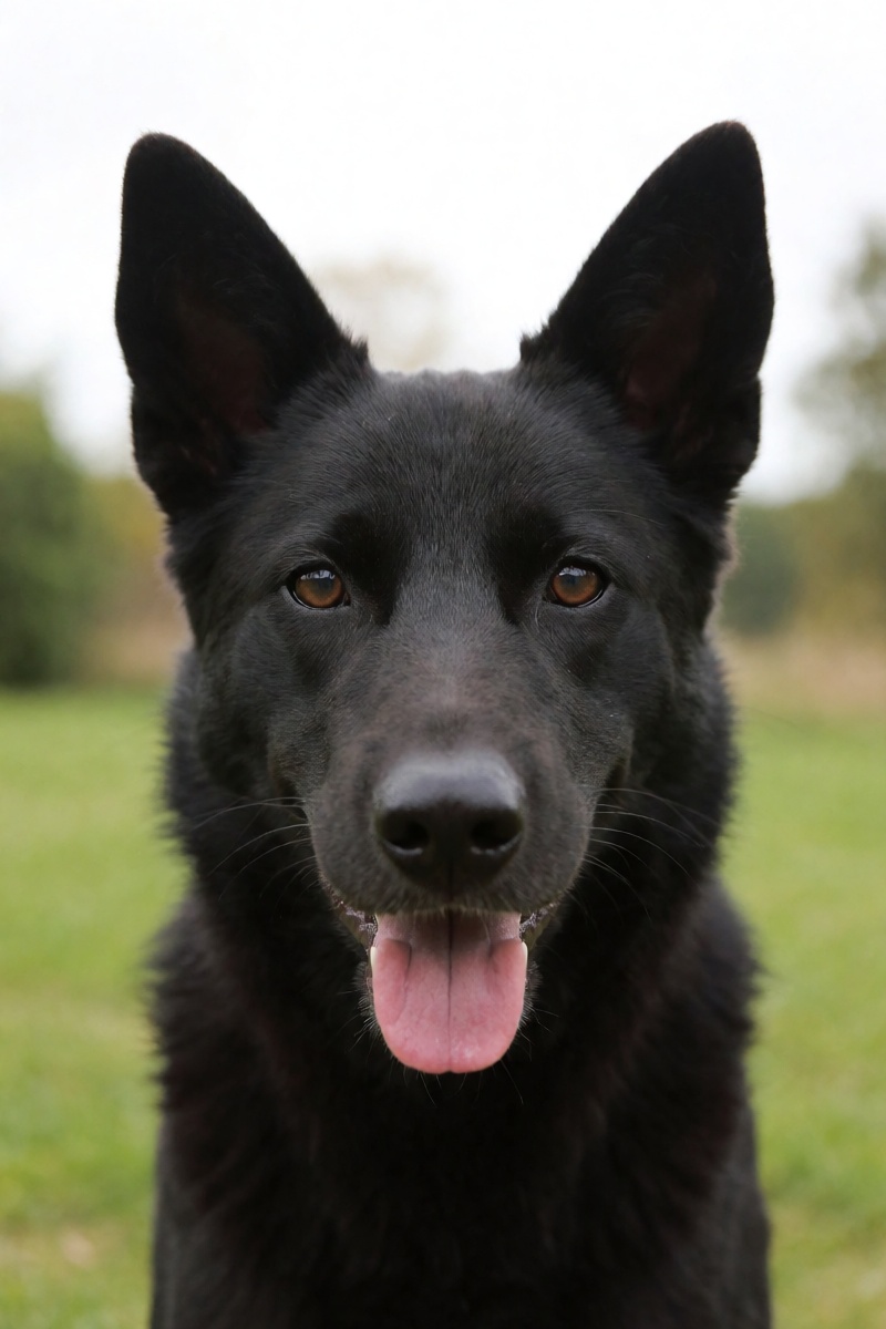 outdoor,  front view,  black dog on Tensor.Art