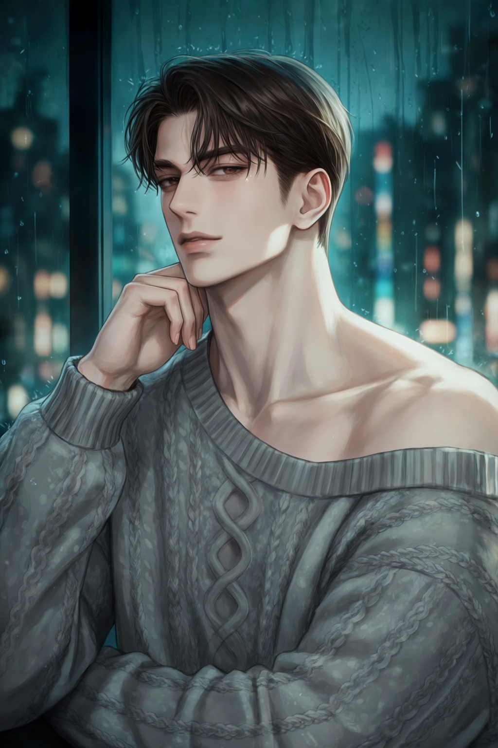highres,  absurdres,  @Haromi1224 A handsome man with damp on Tensor.Art