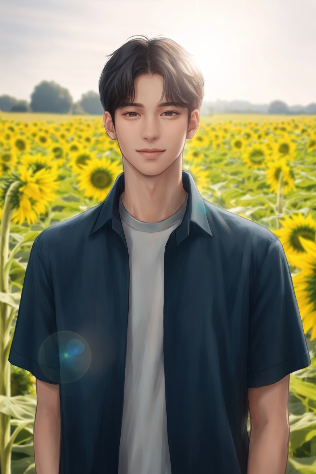 highres,  absurdres,  @Haromi1224 A digital painting depicts a young man with dark on Tensor.Art