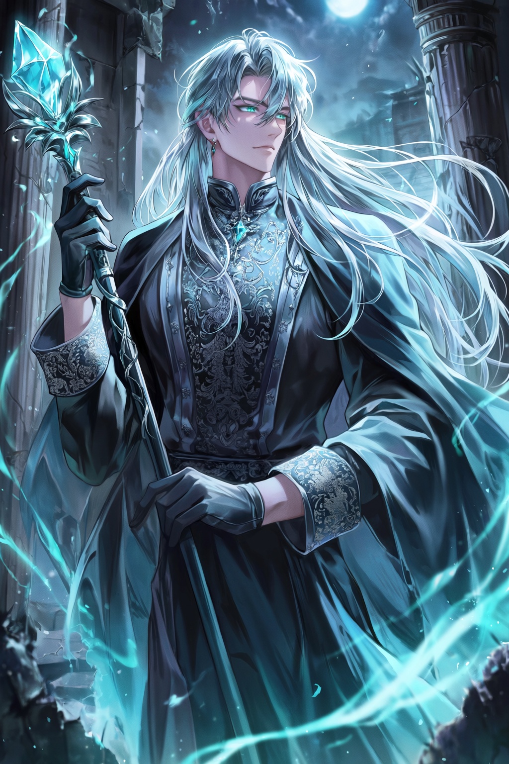 highres,  absurdres,  @Lyle0121 A handsome man with long on Tensor.Art