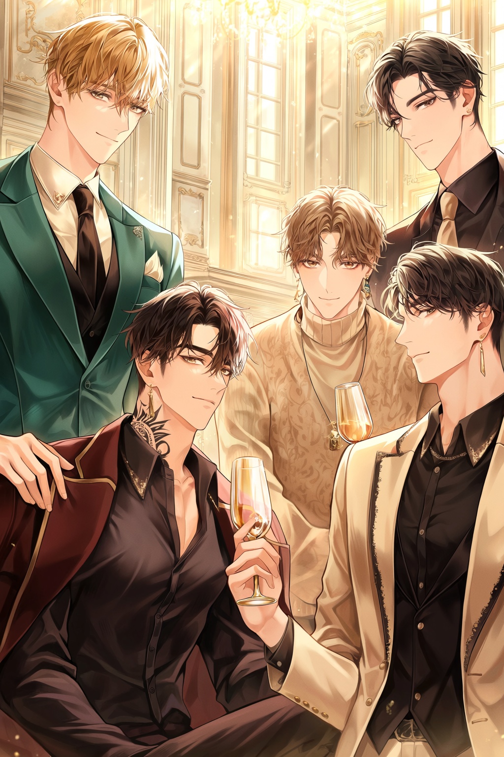 highres,  absurdres,  @Lyle0121 Four men dressed in elegant on Tensor.Art