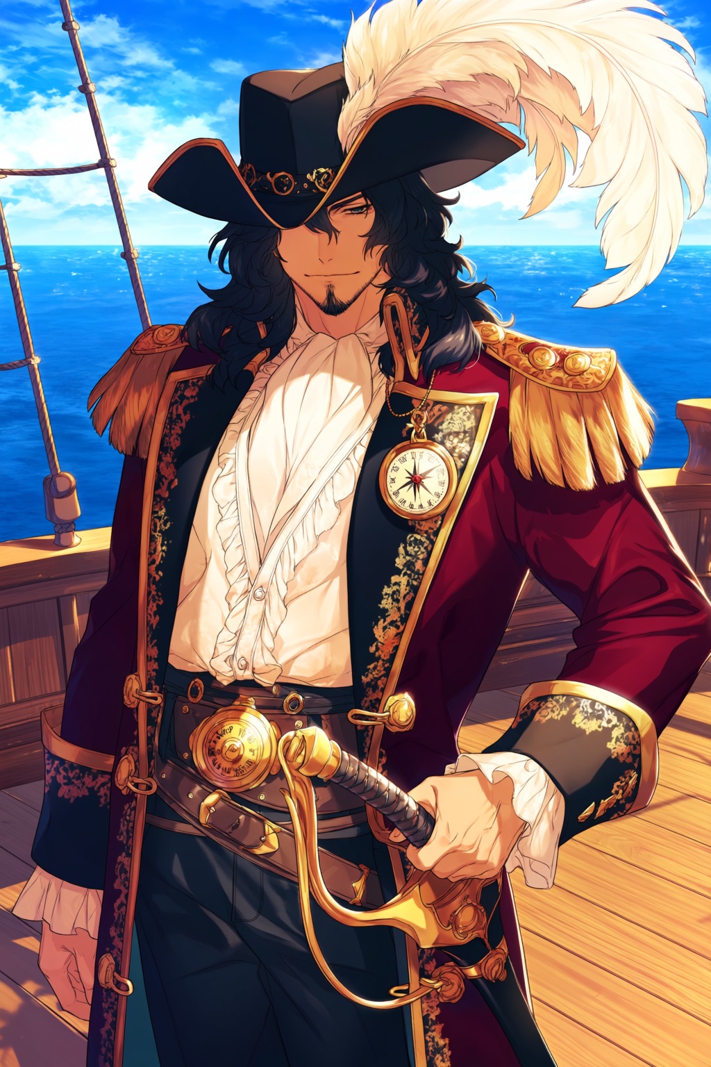 highres,  absurdres,  @dd_(vktr4837) A swashbuckling man with long on Tensor.Art