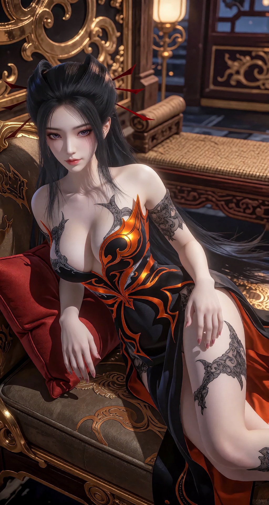 数字艺术作品中有一位美丽的东亚女性,  肤色苍白,  留着长黑发 by 让AI更感性 on Tensor.Art