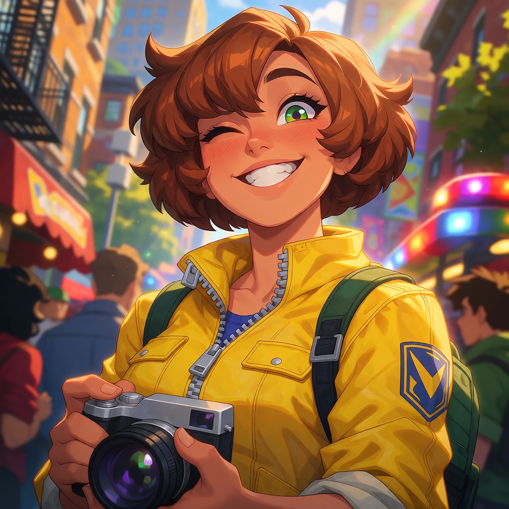 masterpiece,  best quality,  A vibrant TMNT style depiction of April O'Niel on Tensor.Art