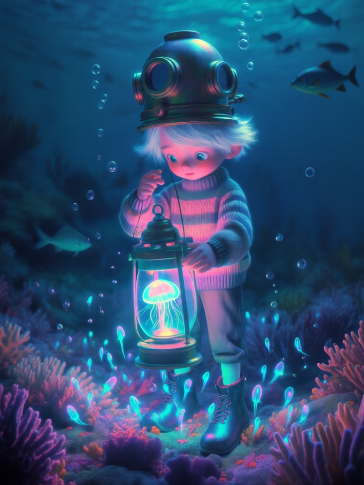 Qwen‑image 霓虹噪点复古版画插画 by BP-miaomiao on Tensor.Art