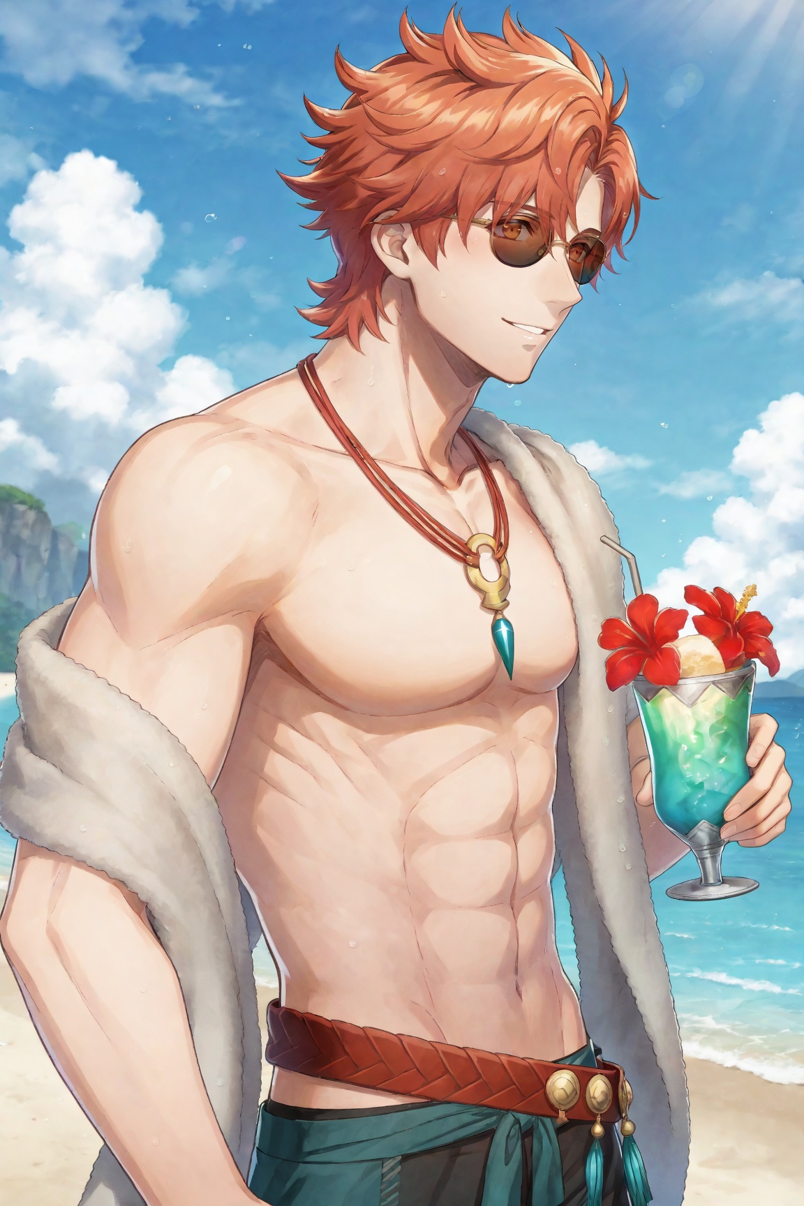 1boy,  SummerSylvain,  red hair on Tensor.Art