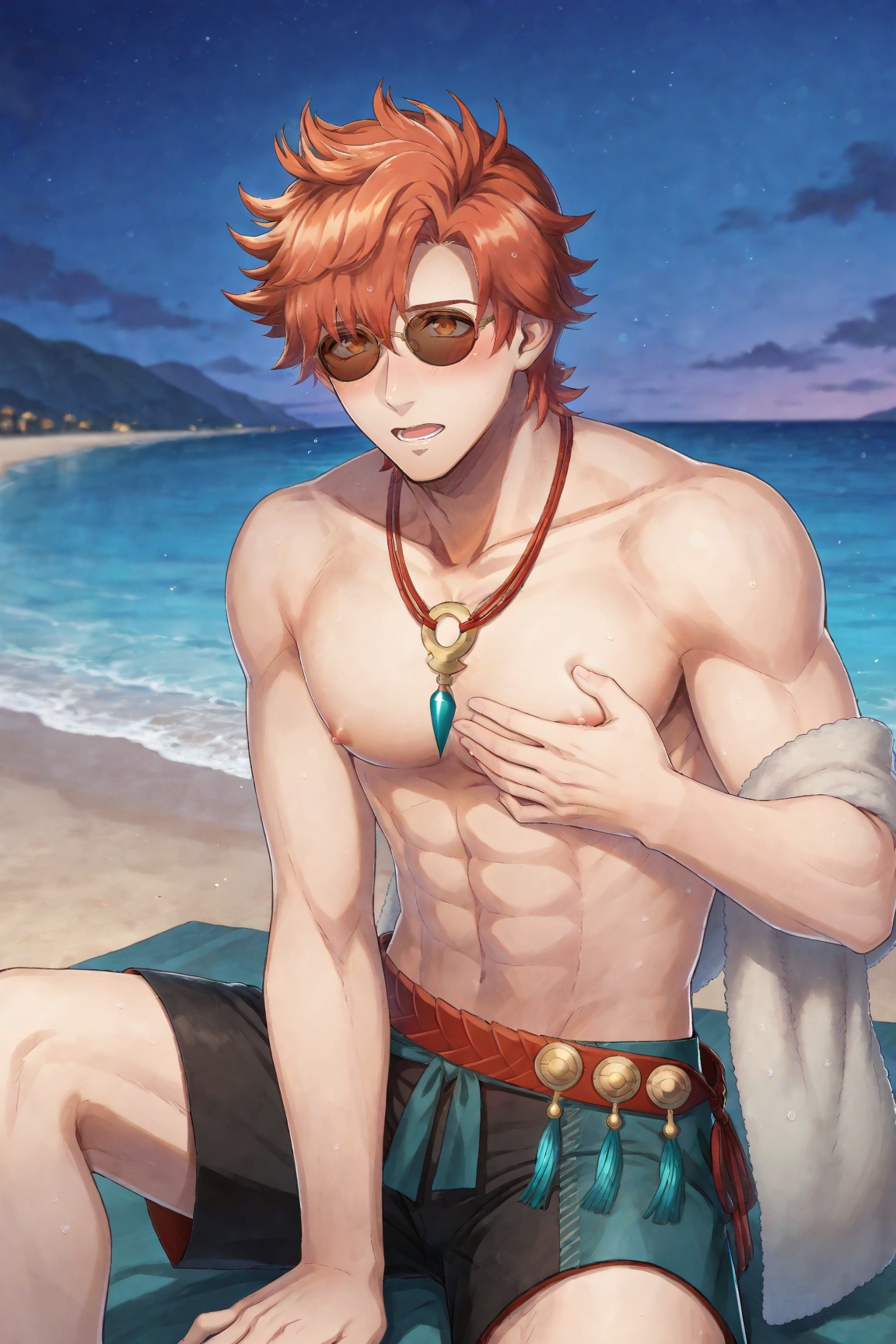 1boy,  SummerSylvain,  red hair on Tensor.Art