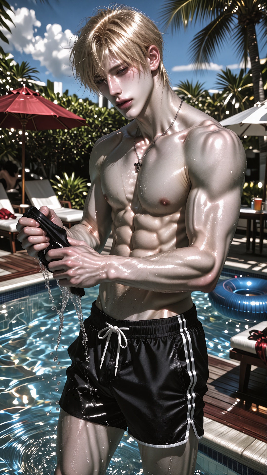 handsome young ***** Caucasian man,  striking Western European facial features,  masculine symmetrical face on Tensor.Art
