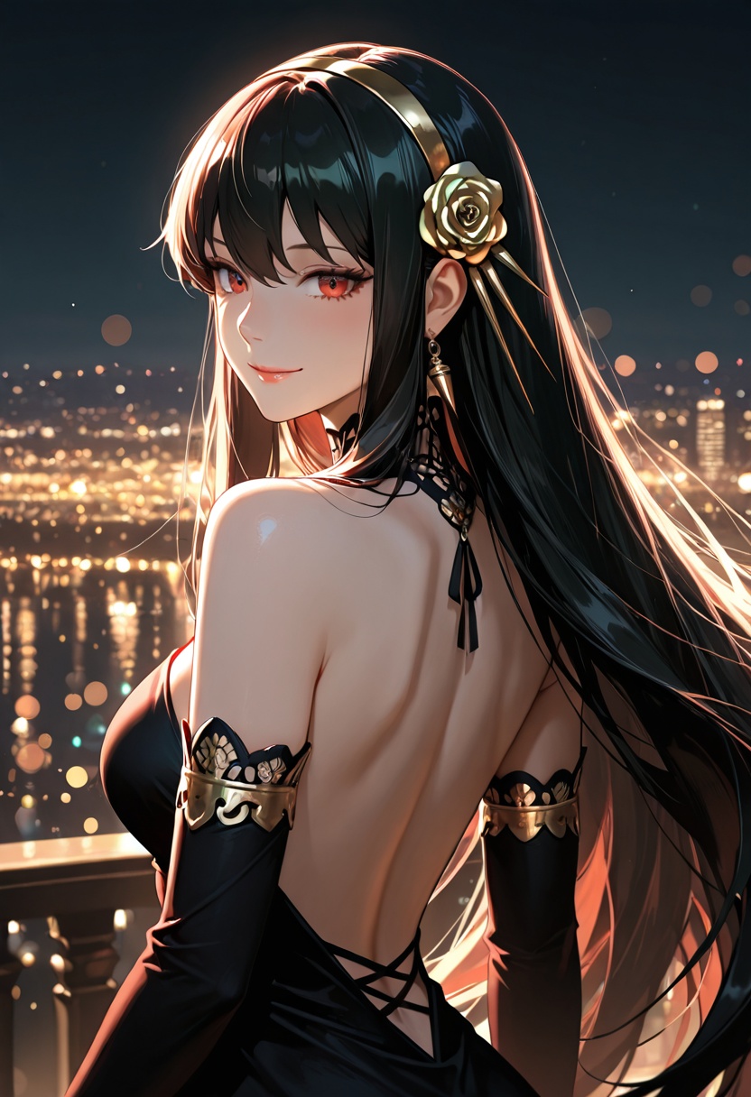 1girl,  yor forger (Spy x Family),  long black hair on Tensor.Art
