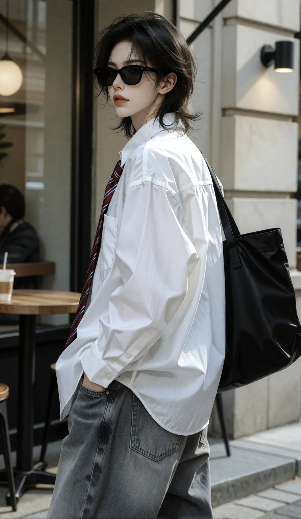 same character,  handsome androgynous ***** woman,  cool lesbian king aesthetic on Tensor.Art