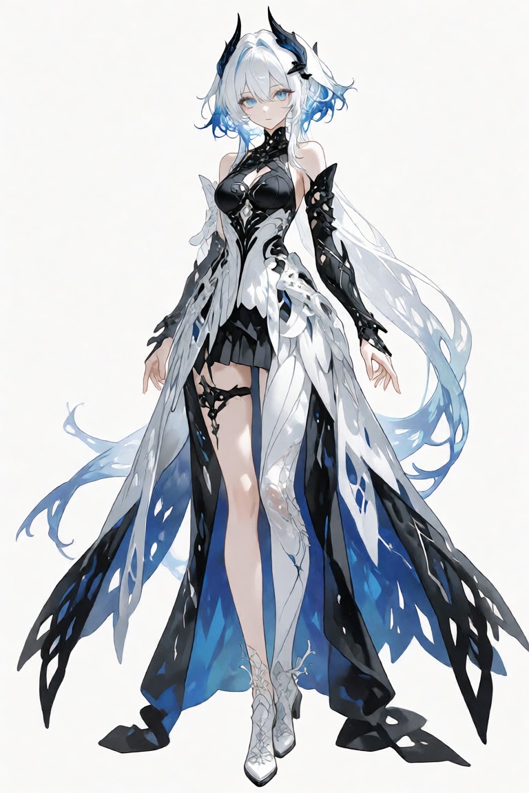 this is a digital illustration of a fantasy female character with an ethereal,  otherworldly appearance,  she stands confi...