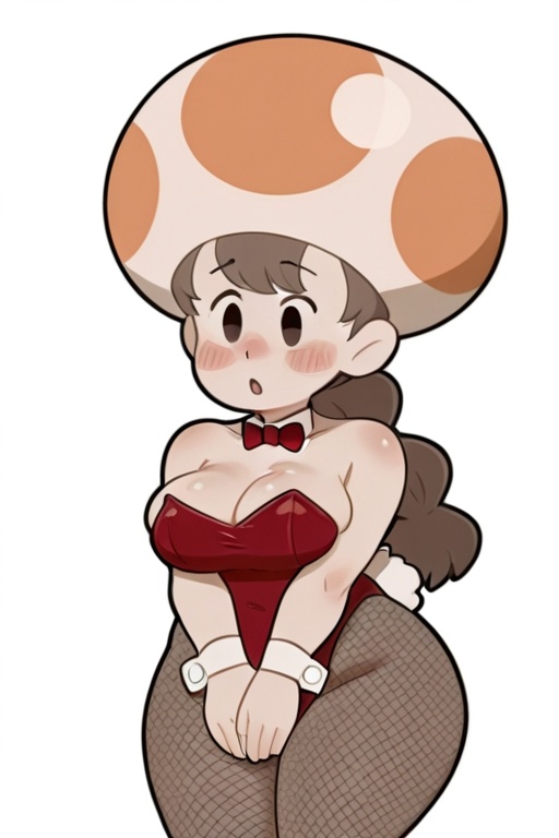 Tavern Keeper Toad 1 girl,  solo,  Mushroom head with orange and white polka dot pattern on Tensor.Art