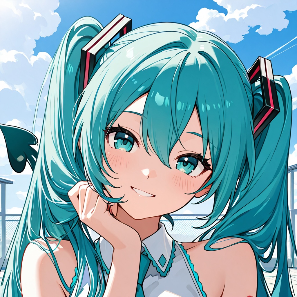 Hatsune Miku,  pure anime style,  extreme close-up bust portrait on Tensor.Art
