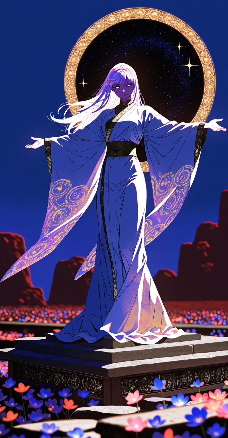 (Emphasize a blend of anime aesthetics with painterly digital rendering techniques)),  the use of light and shadow creates...