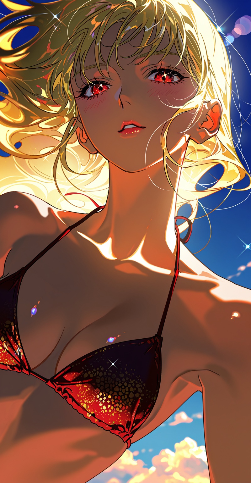 ((Emphasize a blend of anime aesthetics with painterly digital rendering techniques)),  the use of light and shadow create...
