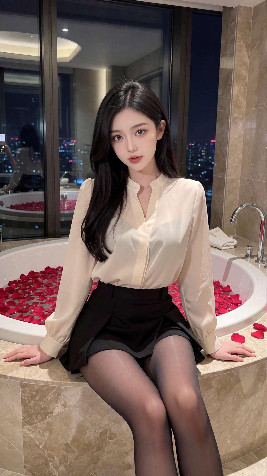 photograph of an east asian woman with long,  straight black hair,  fair skin on Tensor.Art