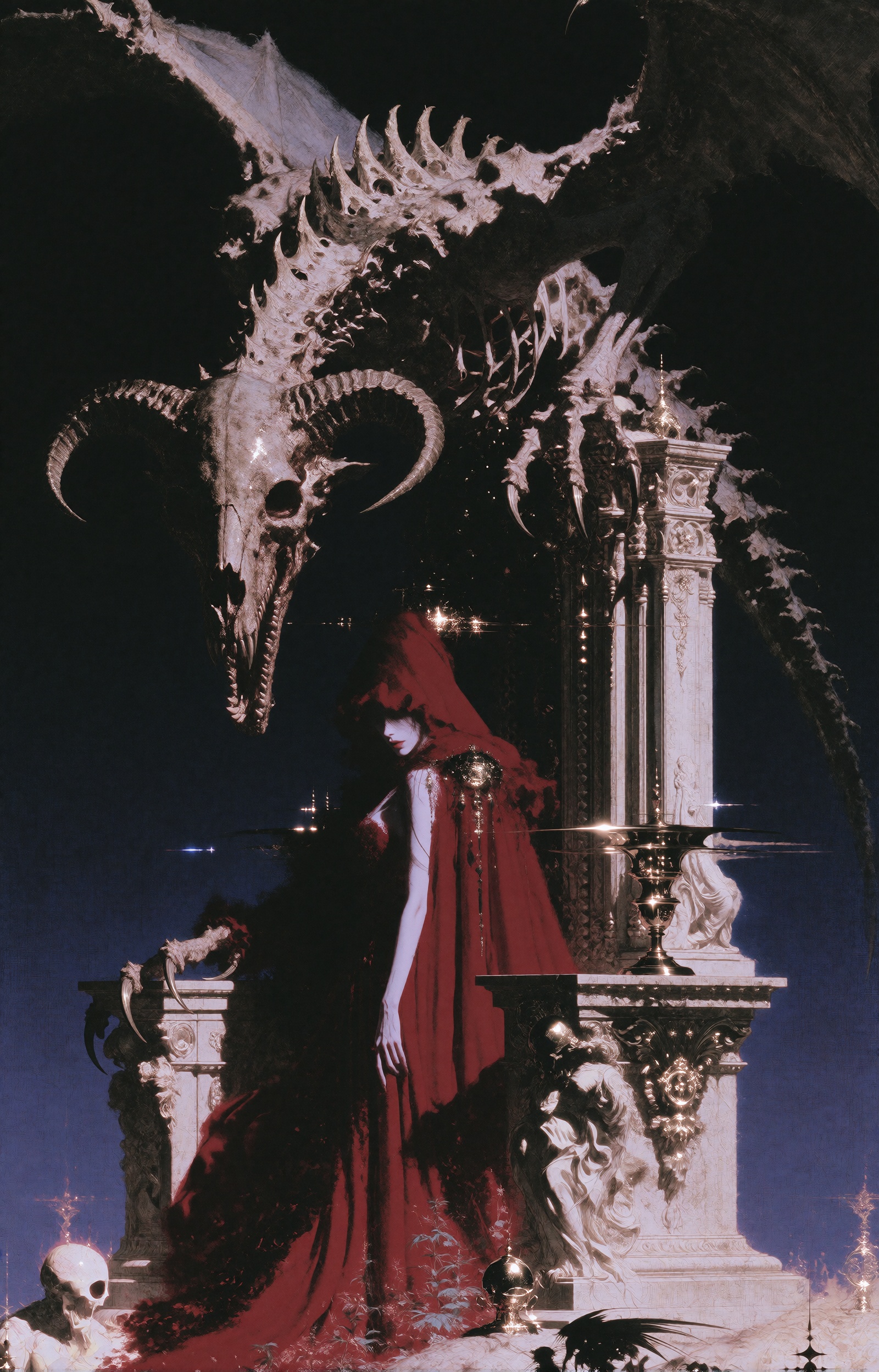 A massive,  ancient undead dragon with dried-up,  desiccated skin on Tensor.Art