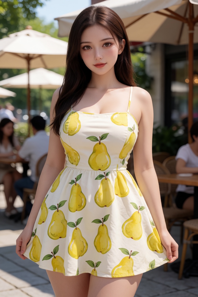 photorealistic,  pear body shape woman,  small flat chest on Tensor.Art