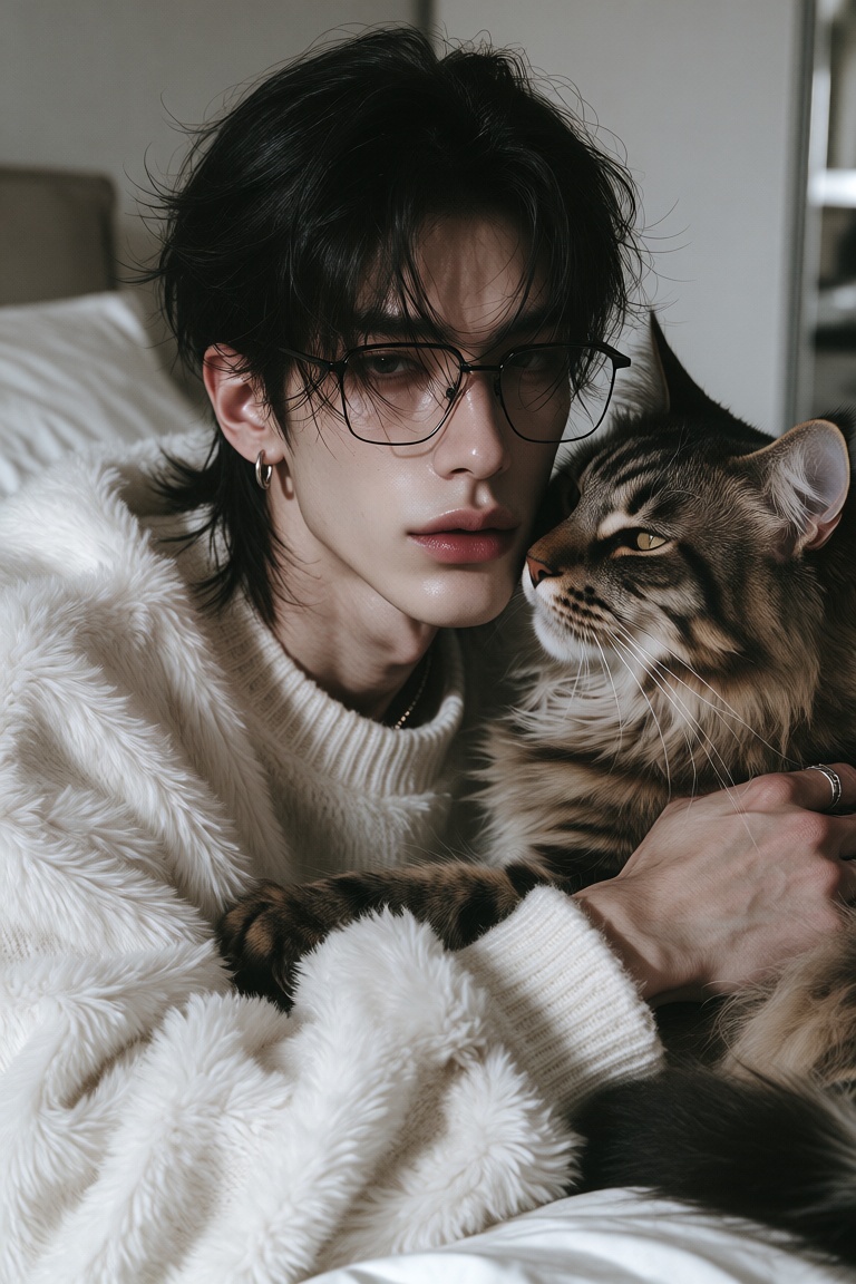 A handsome young man,  extremely pale skin,  slender face with delicate and sharp features on Tensor.Art