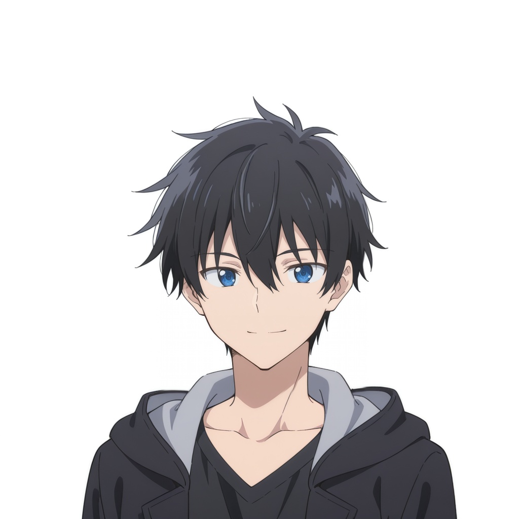 orhun_dura,  black hair,  blue eyes collarbone on Tensor.Art