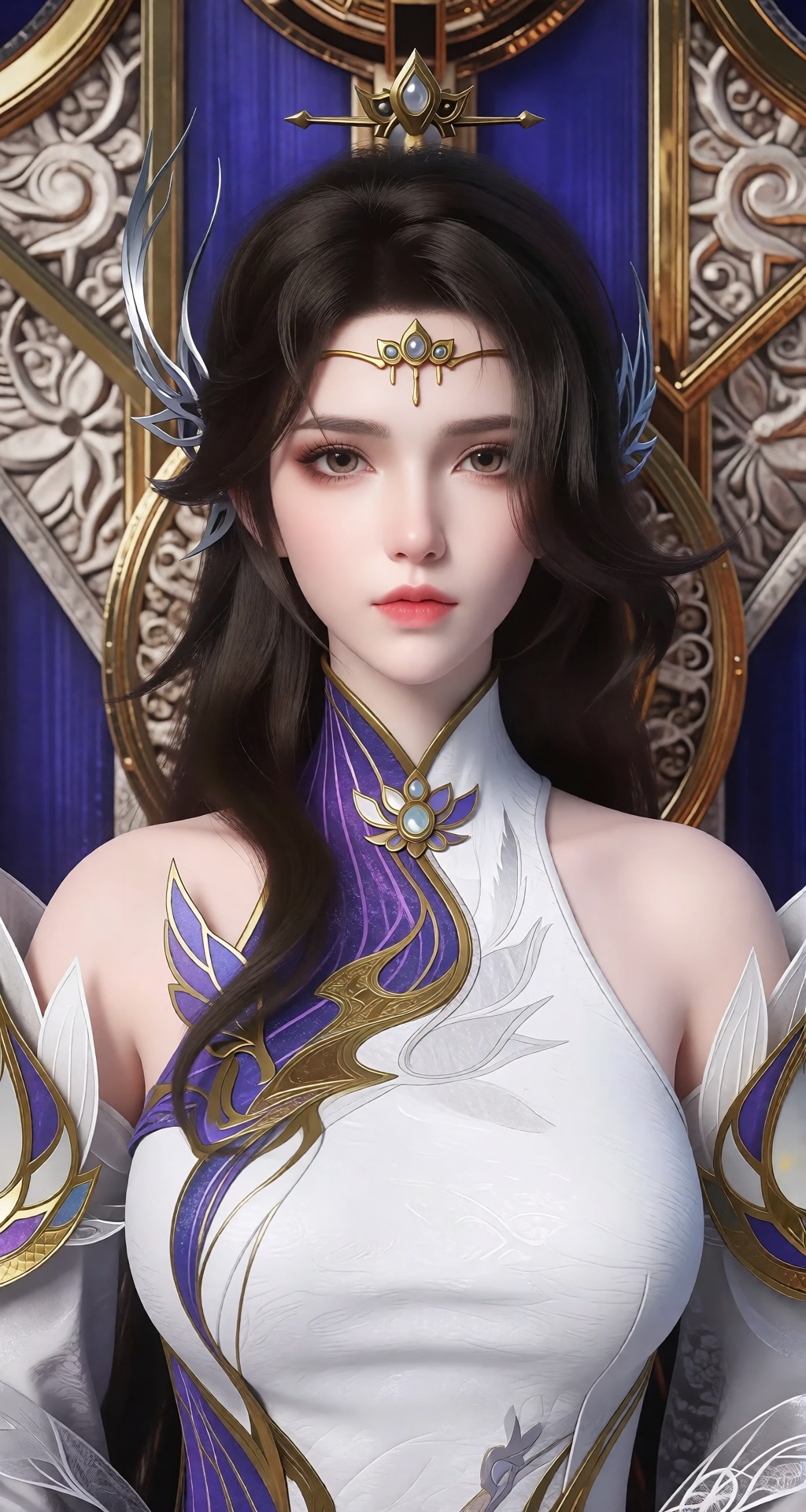 这是一幅数字艺术作品,  描绘了一位高贵、肤色白皙的女性,  她留着长而深棕色的头发 by 让AI更感性 on Tensor.Art