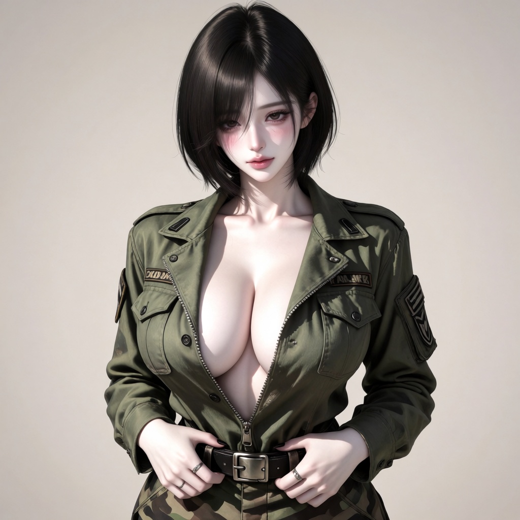 han,  ***** woman,  short black bob hair on Tensor.Art