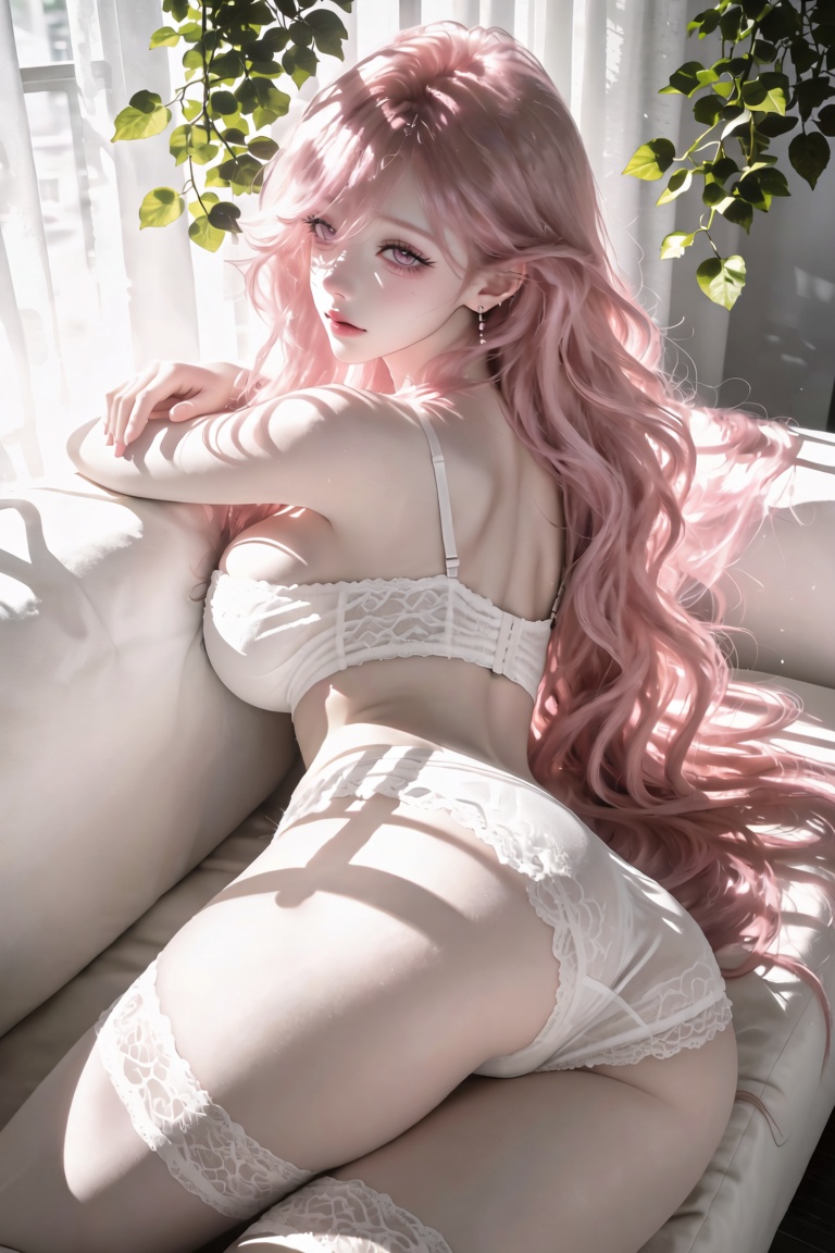 1girl,  beautiful face,  long wavy pink hair on Tensor.Art