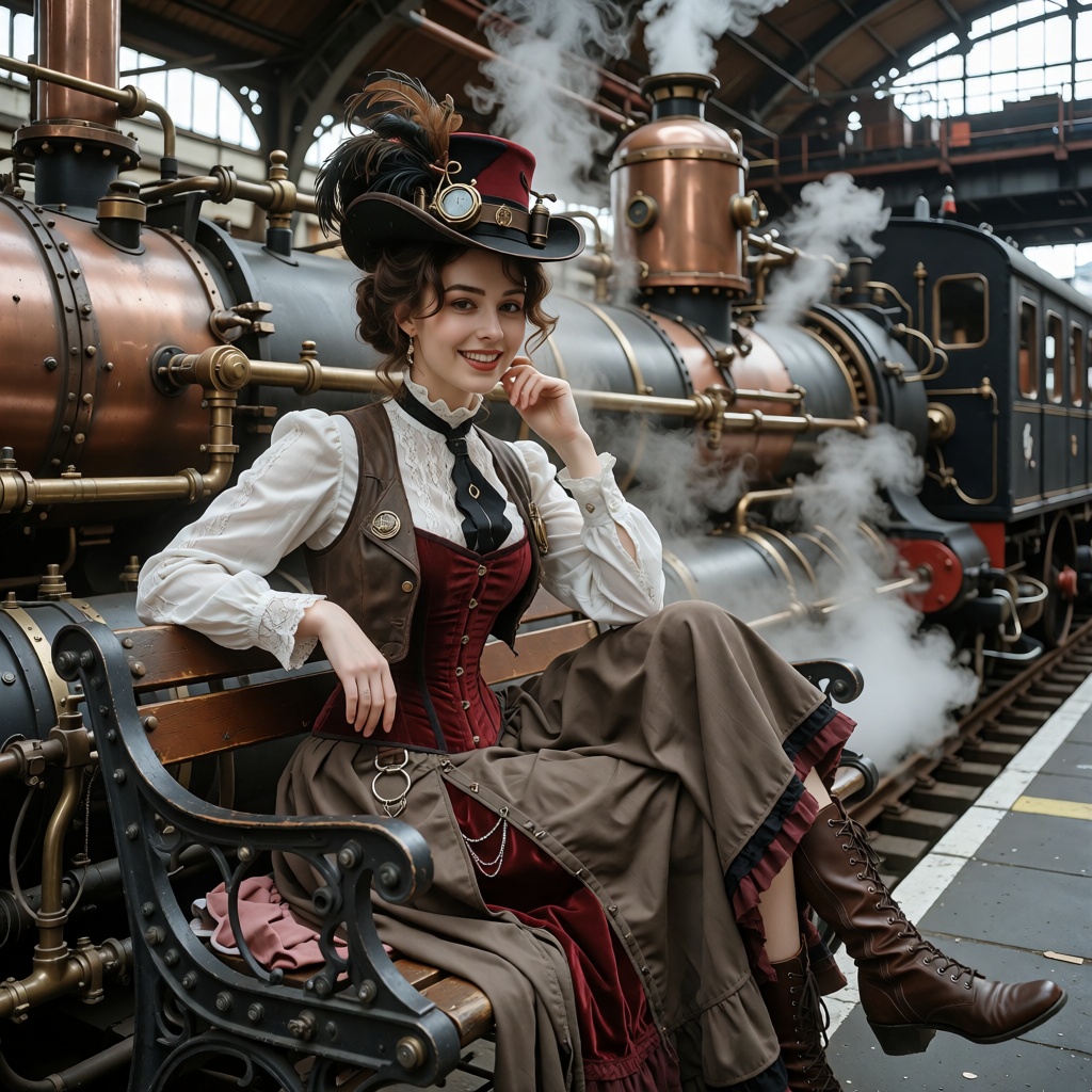1woman,  solo,  beautiful sweet playful Edwardian woman on Tensor.Art