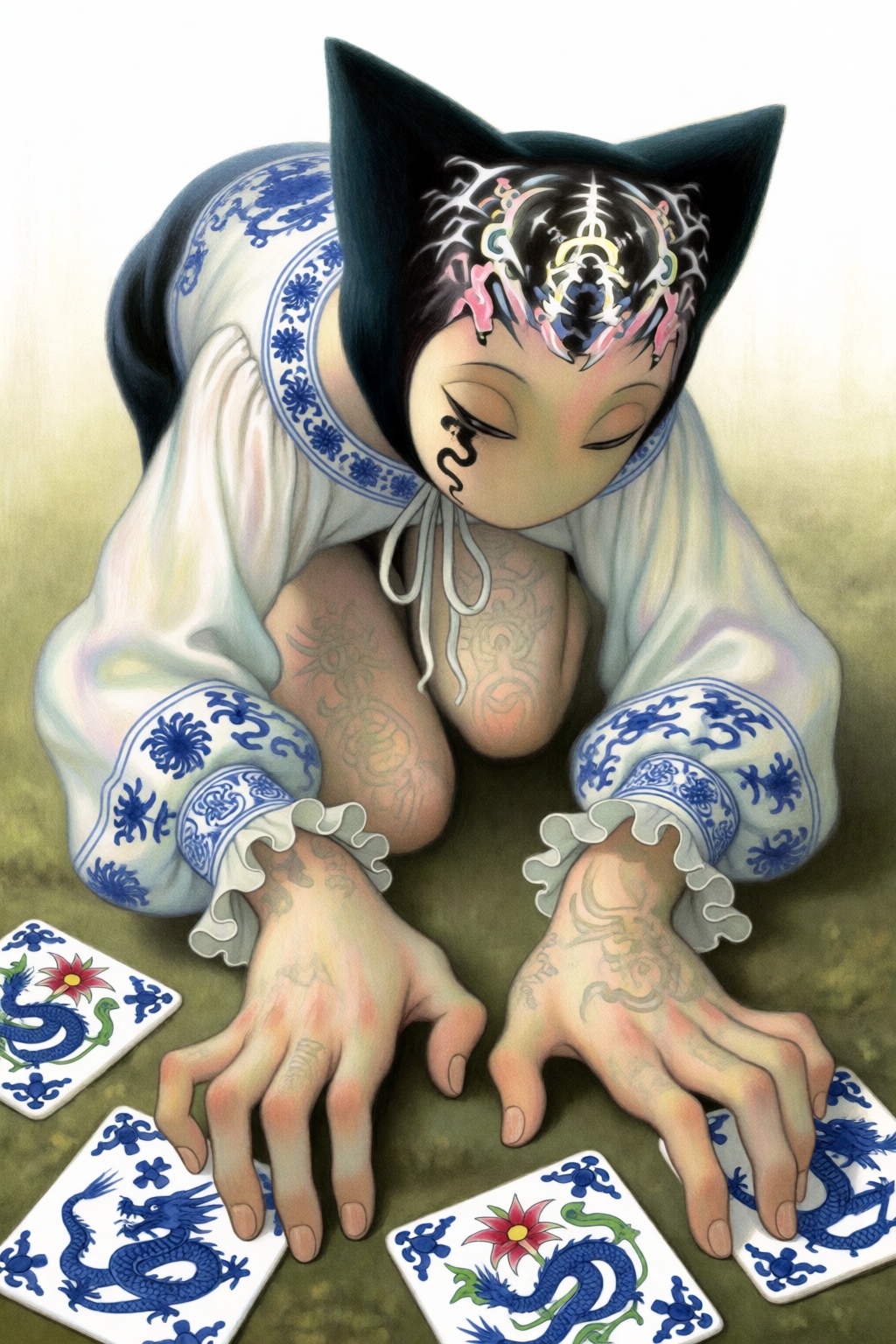 gothkitschart,  In a dynamic,  top-down high-angle perspective on Tensor.Art