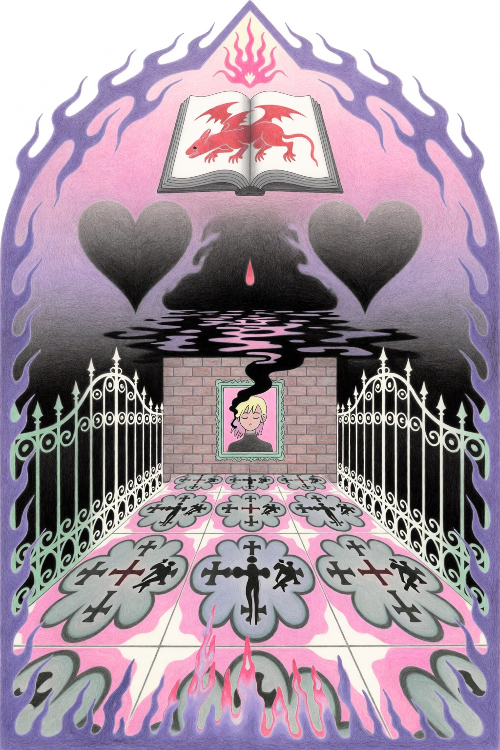 gothkitschart,  glyveesart,  An establishing shot with a central perspective presents a symmetrical on Tensor.Art