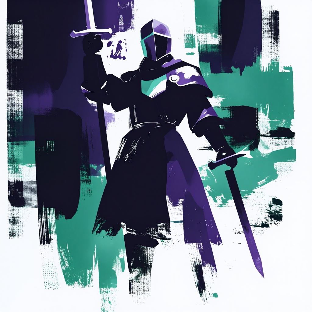 A knight holding a sword aloft on Tensor.Art