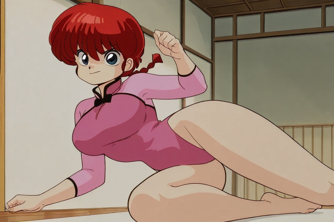 Ranma-chan,  blue eyes,  Chinese-style leotard on Tensor.Art