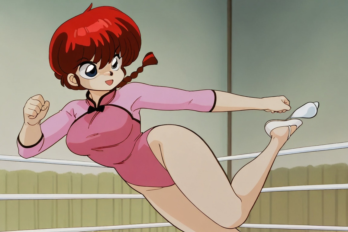 Ranma-chan,  blue eyes,  Chinese-style leotard on Tensor.Art