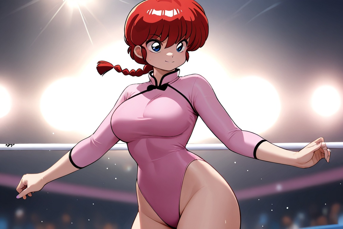 Ranma-chan,  blue eyes,  purple eyeshadow RED hair on Tensor.Art