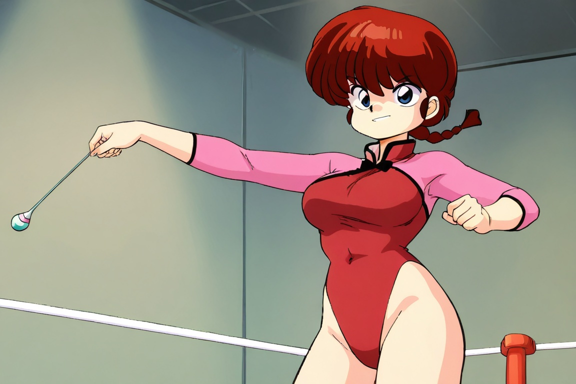 Ranma-chan,  blue eyes,  Chinese-style leotard on Tensor.Art