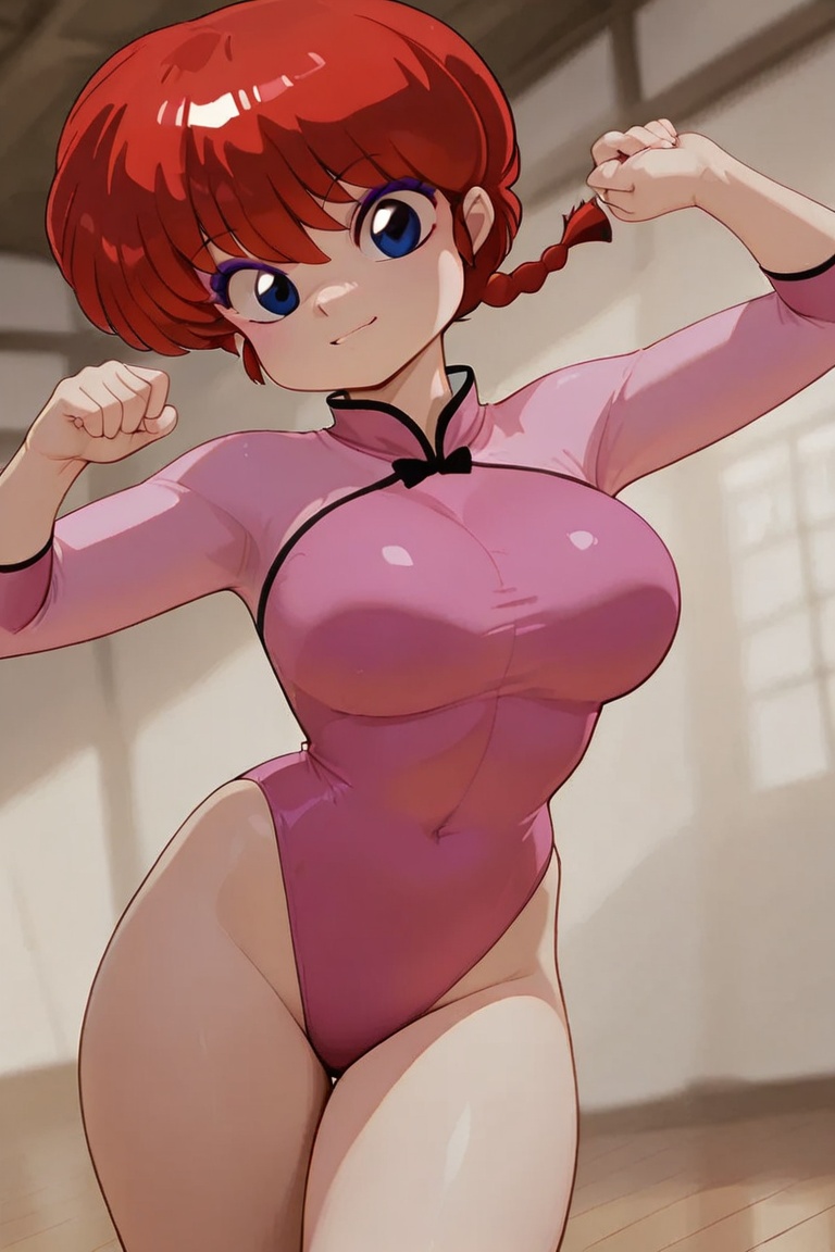 Ranma-chan,  blue eyes,  Chinese-style leotard on Tensor.Art
