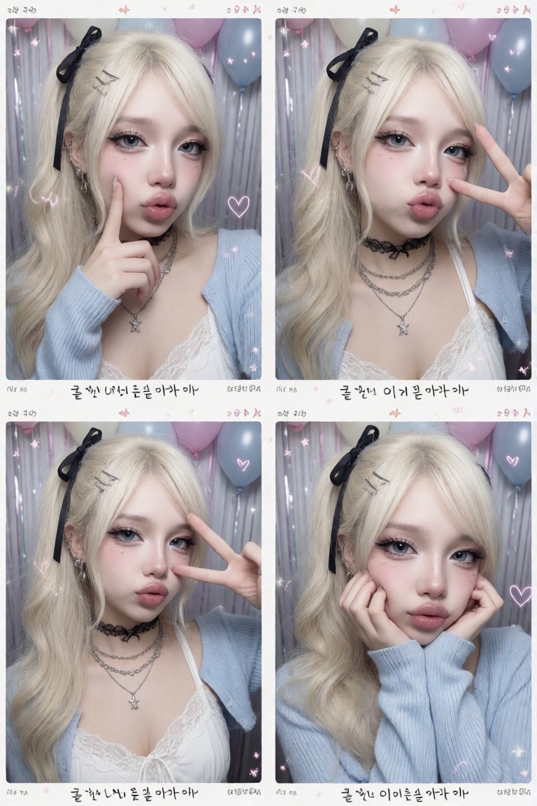 1girl,  solo,  three-panel photo booth collage on Tensor.Art