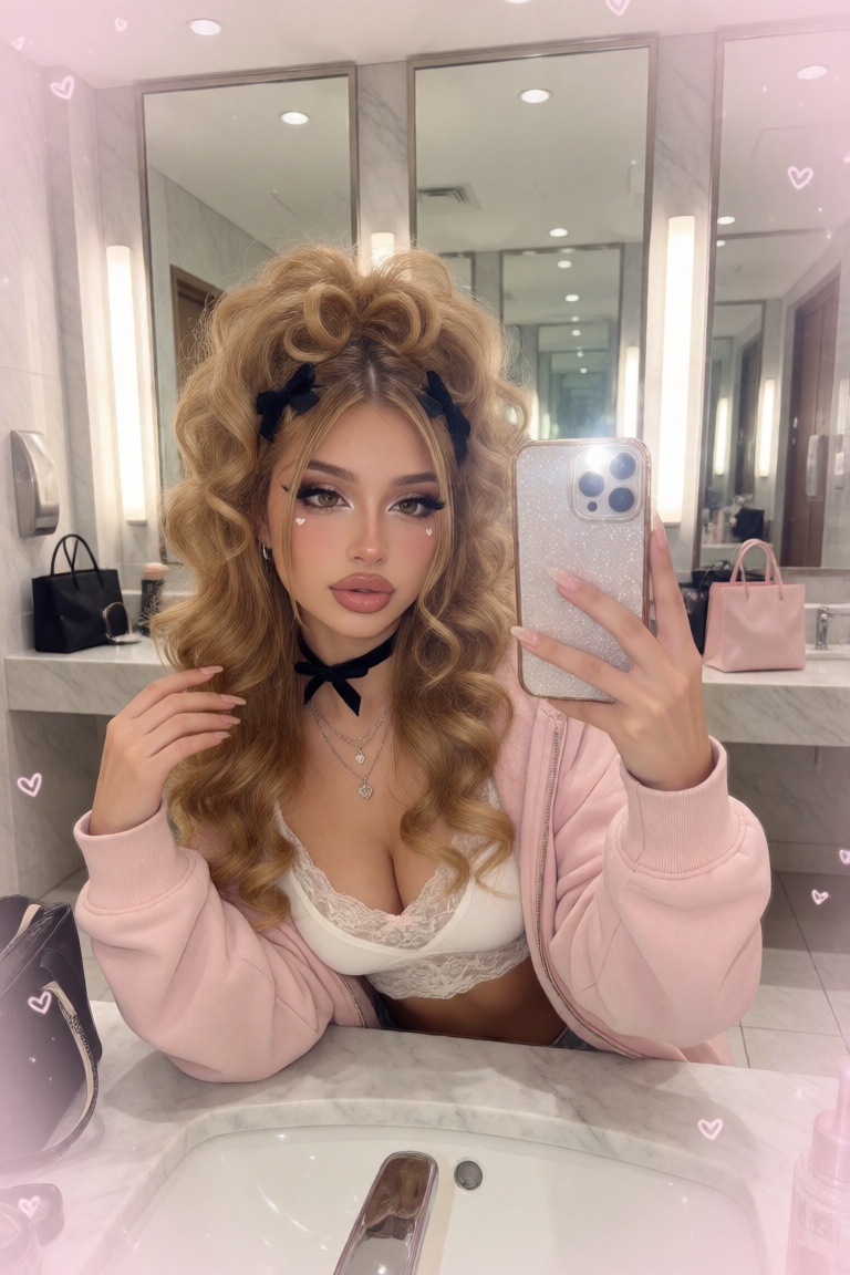 1girl,  solo,  waist-up mirror selfie on Tensor.Art