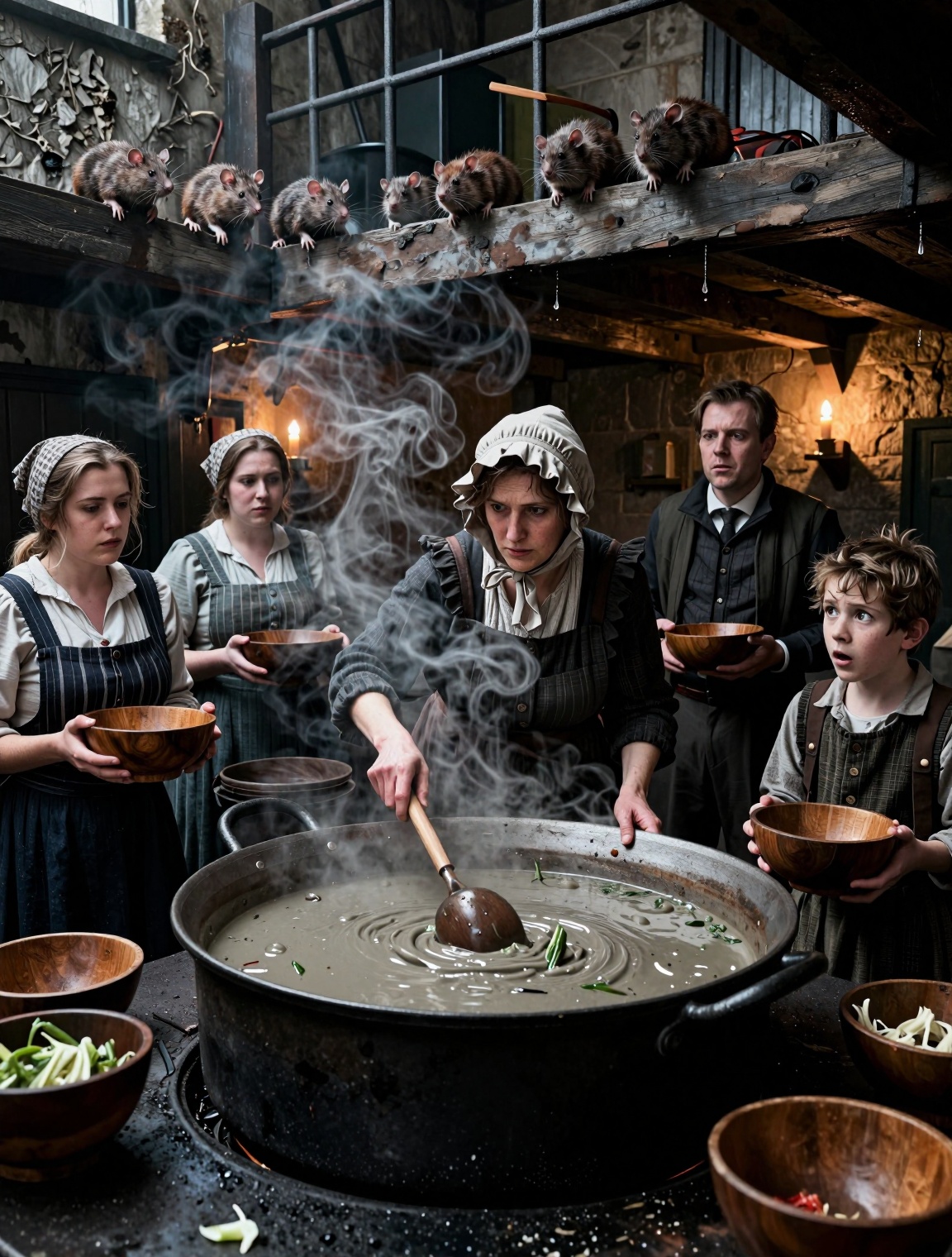 Inside the damp,  overcrowded workhouse of Fetter’s Lain in 17th‑century Dublin,  the cook — a gaunt woman with a crooked...