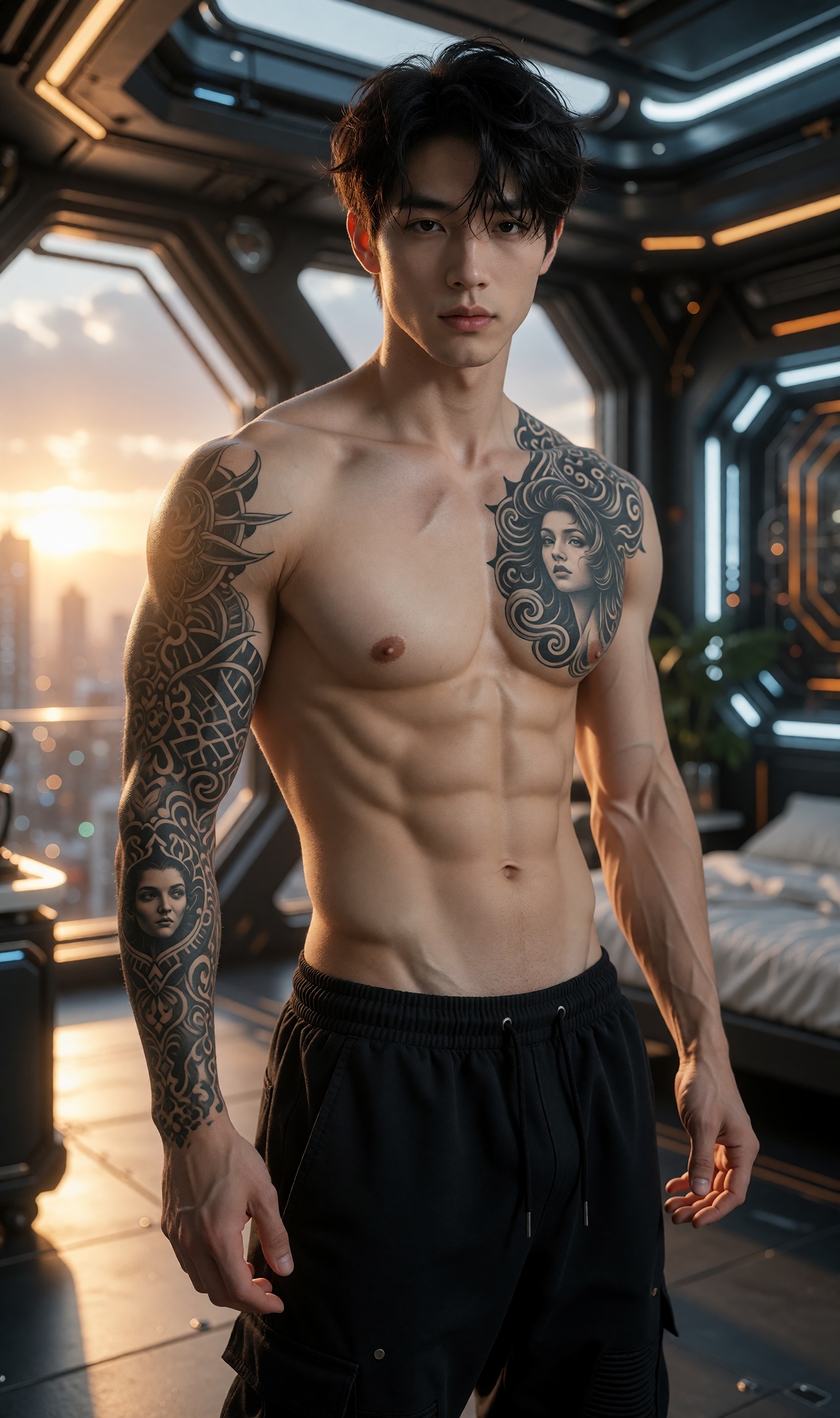 .......... Hyperrealistic,  photorealistic cinematic painting,  full body shot on Tensor.Art