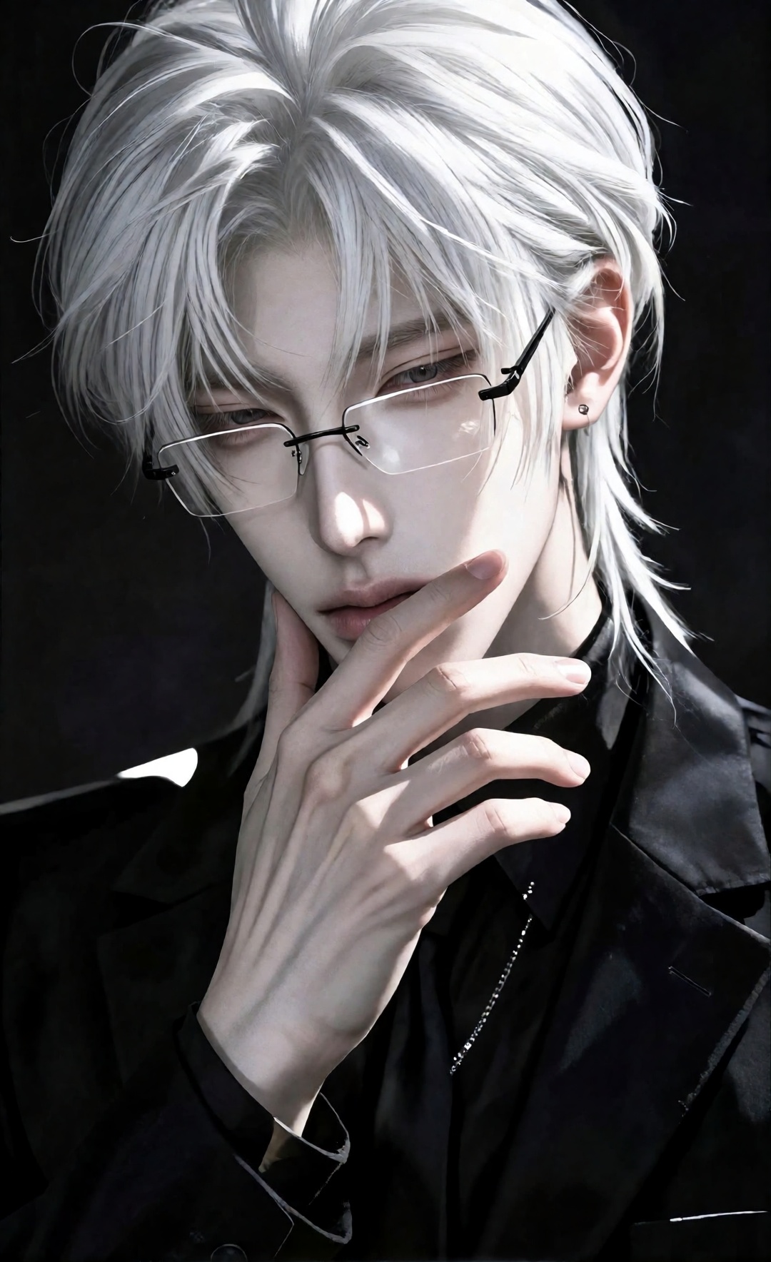 photorealistic portrait of a young man,  slim masculine appearance,  sharp delicate male facial features on Tensor.Art