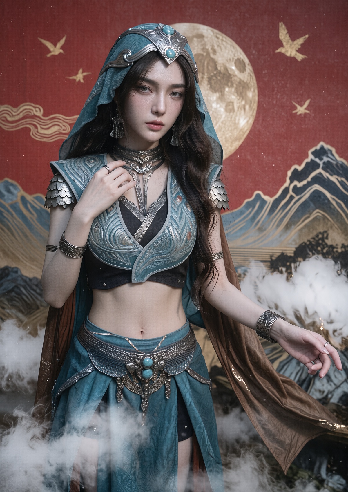 Subject: A Princess with fair skin,  soft facial features,  and a calm expression wears long on Tensor.Art