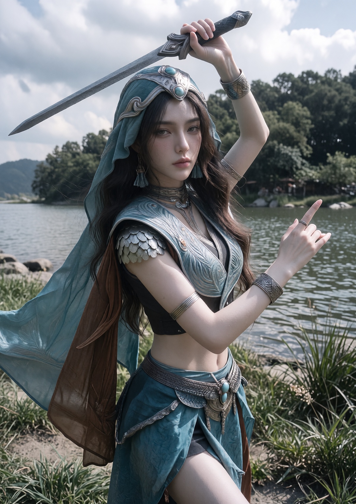 Subject: A Princess with fair skin,  soft facial features,  and a calm expression wears long on Tensor.Art
