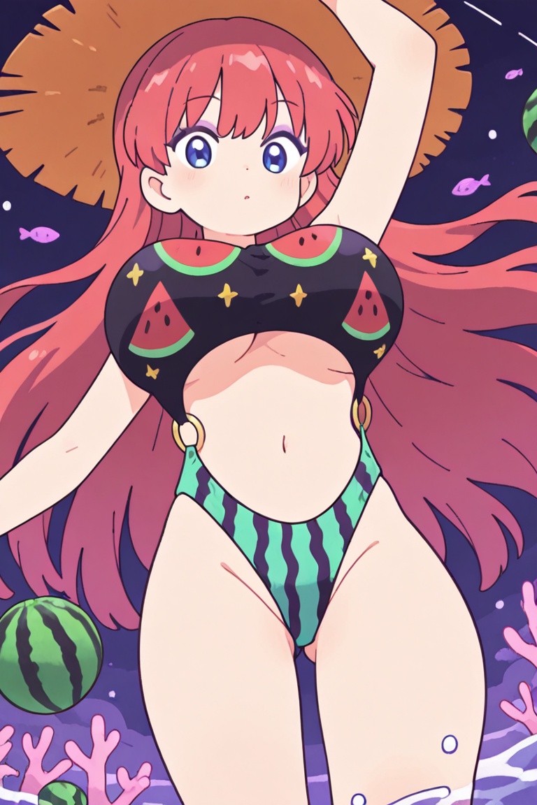 (Ring bikini,  connected bikini) big_breasts,  swimsuit stretched by large breasts on Tensor.Art