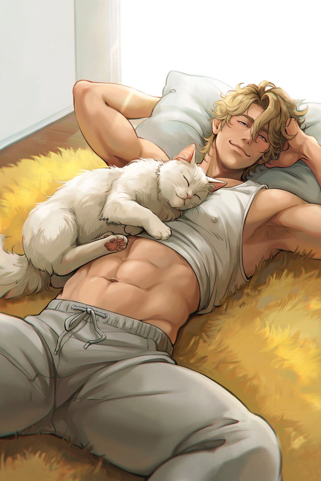 highres,  absurdres,  @darksideofkira 20. A sun-kissed man with messy on Tensor.Art