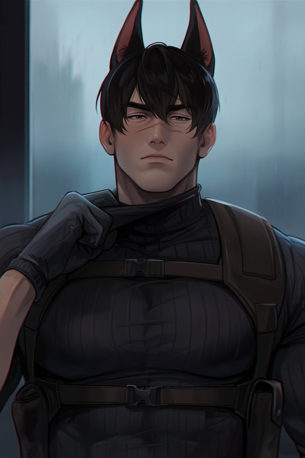 highres,  absurdres,  @darksideofkira 3. A chest-up portrait of a muscular man with short on Tensor.Art