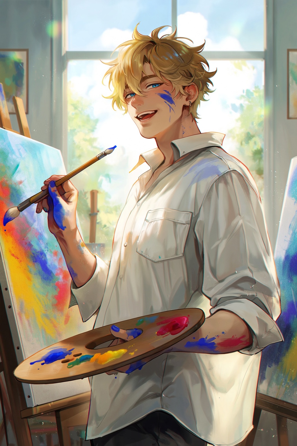 highres,  absurdres,  @darksideofkira 38. A passionate young man with messy on Tensor.Art