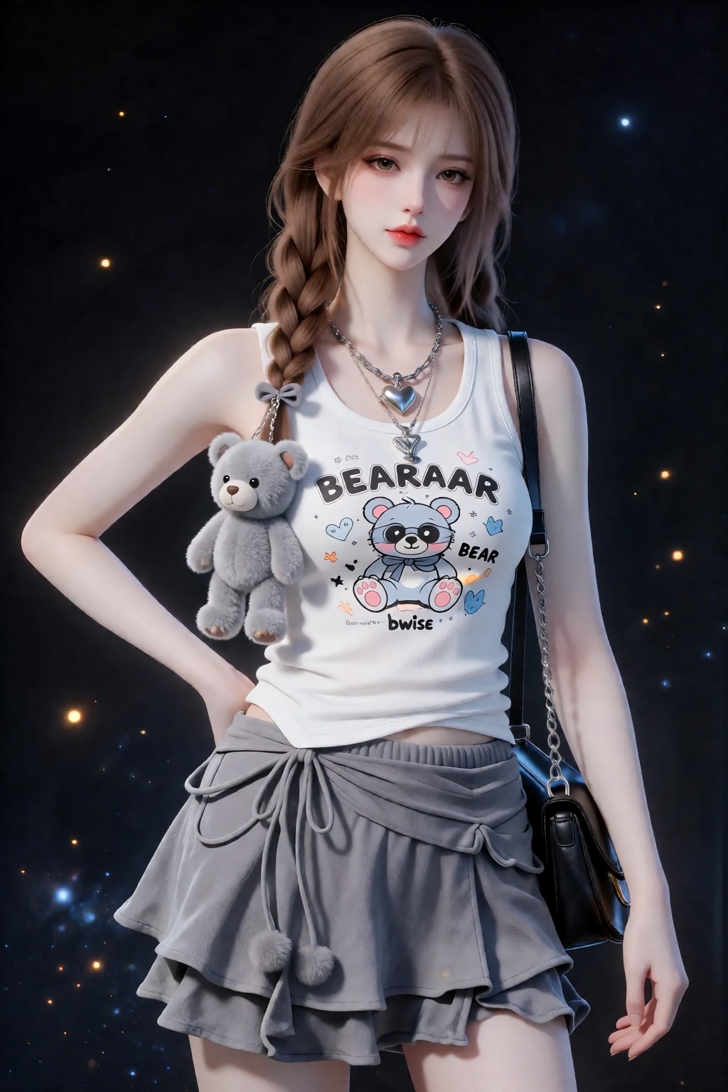 huge breasts,  cg art style,  this is a highly detailed digital cg portrait of a young woman with fair skin on Tensor.Art
